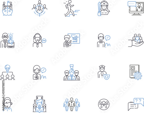 Career outline icons collection. Job, Career Path, Vocation, Profession, Livelihood, Employment, Occupation vector and illustration concept set. Calling, Line, Industry linear signs
