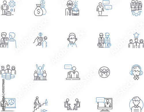 Personal growth outline icons collection. Development, Progress, Improvement, Expansion, Strengthening, Transformation, Advancement vector and illustration concept set. Augmentation, Amplification