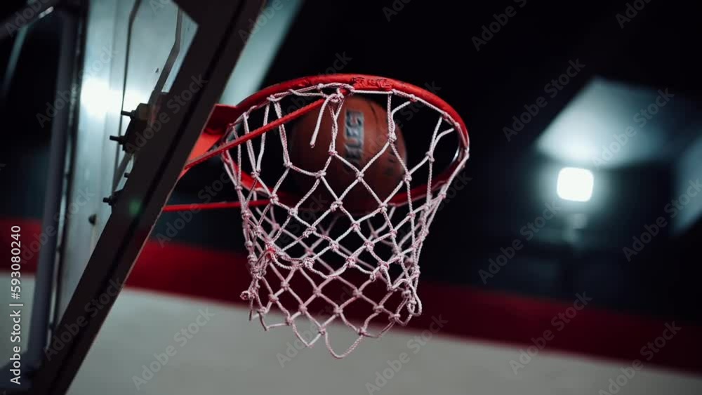 Basketball hits the hoop, slow motion Basketball hits the hoop, slow motion