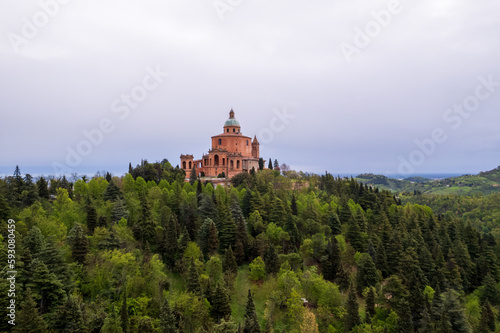 Aerial view of sanctuary of Madonna di San Luca in Bologna  © Michal
