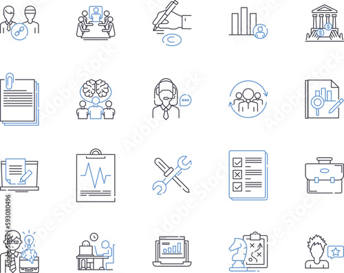 Financial income outline icons collection. Income, finance, fiscal, profits, earnings, interest, dividends vector and illustration concept set. gain, revenue, accounting linear signs