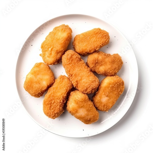 A Delicious Plate of Fried Chicken Nuggets: The Perfect Snack Meal. Generative AI