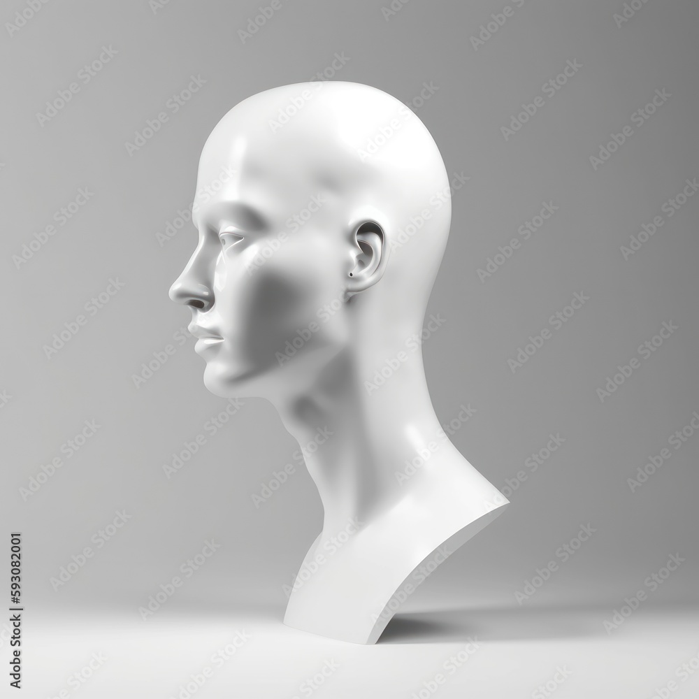 white mannequin heads isolated on white background, Blank White Head