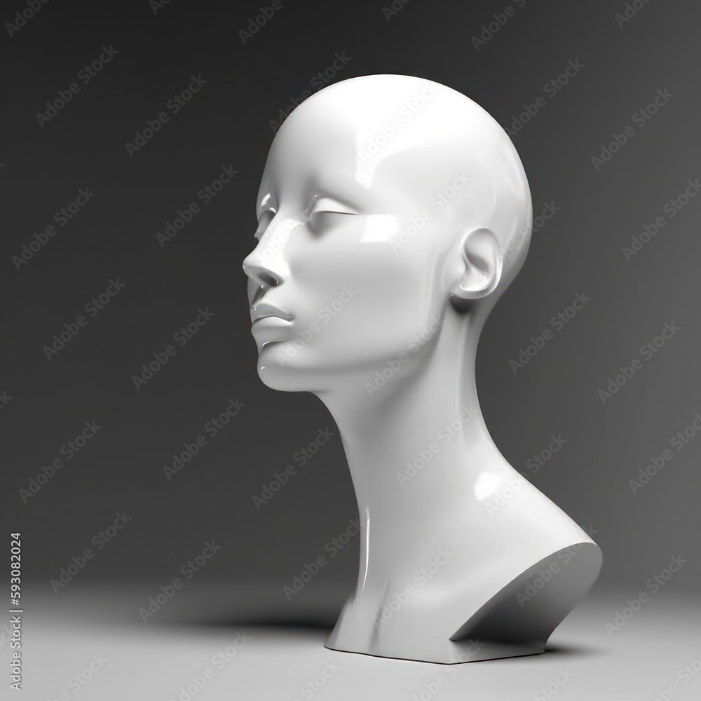 white mannequin head isolated on dark background, Blank White Head Side
