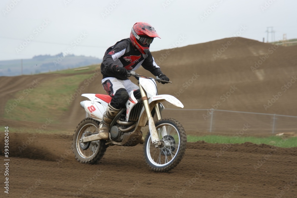 White with moto freestyle as the backdrop. Generative AI White with moto freestyle as the backdrop. Generative AI