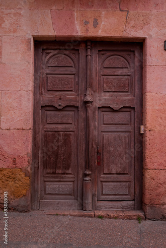 An ancient house doors in old town  Spain