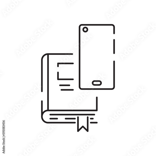 Reading book education. Electron, audio or mobile bookLine icon open book. Vector illustration of back to school, educational supplies