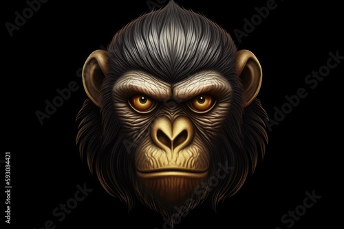 monkeys face with a dark background. Generative AI