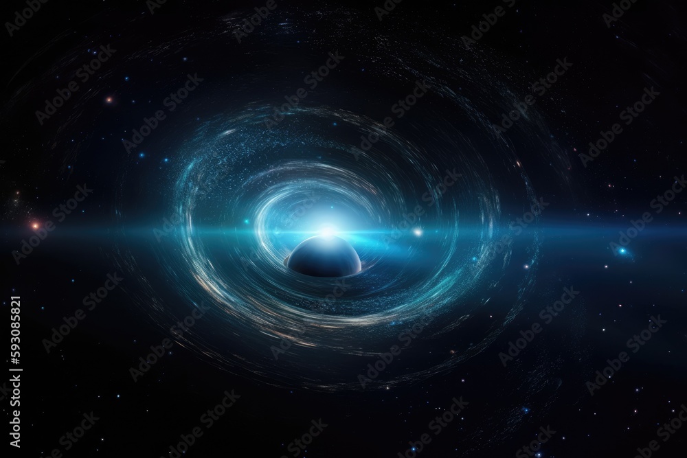 between-stars distance a black hole singularity and a futuristic depiction of a black hole. Generative AI