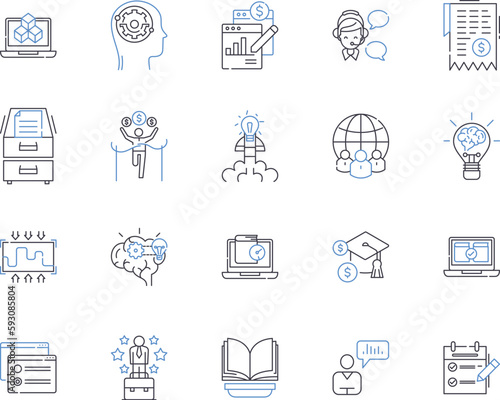 Financial profits outline icons collection. Profits, Financial, Earnings, Gains, Revenue, Profitably, Yield vector and illustration concept set. Revenues, Profitability, Investment linear signs