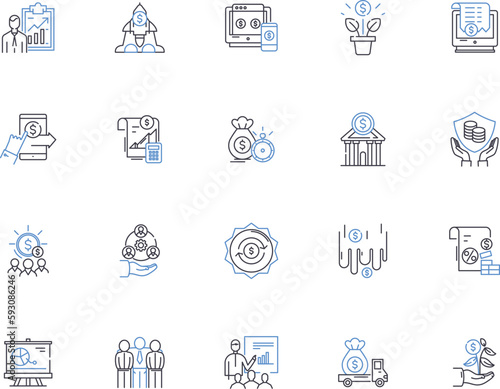 Commerce outline icons collection. Trade, Merchandise, Shopping, Trading, Business, Retail, Buying vector and illustration concept set. Selling, Exchange, Transactions linear signs