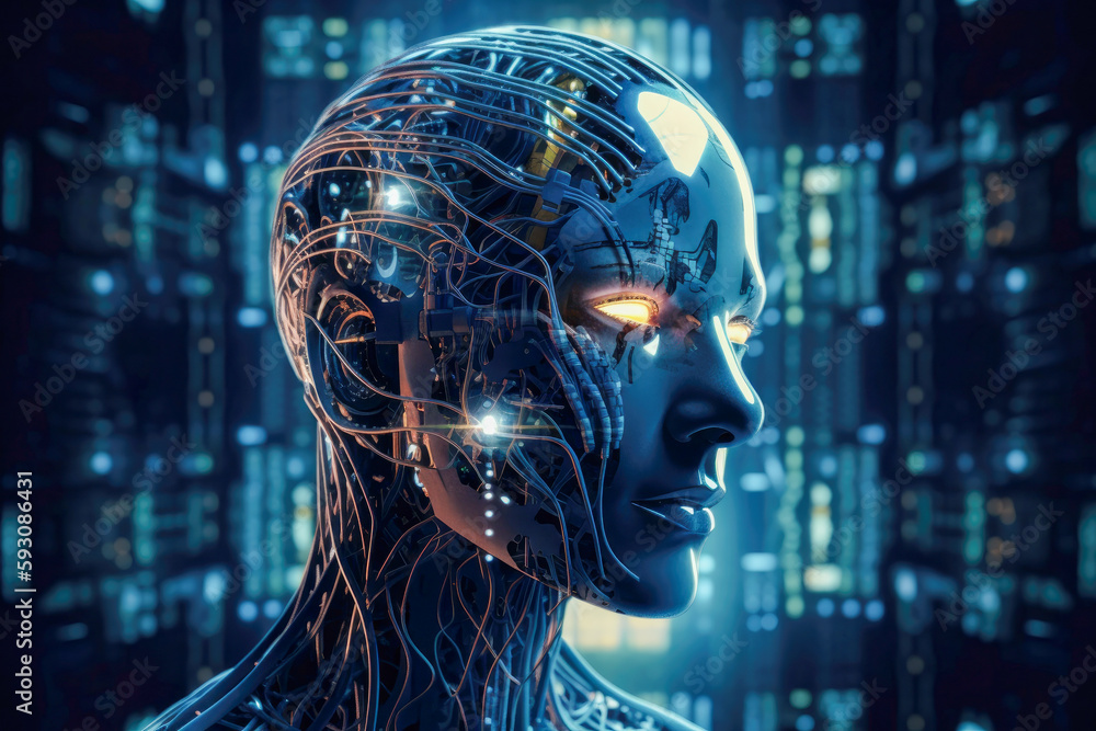 Highly advanced artificial intelligence for the future rise in technological singularity using deep learning algorithms, human android concept, high quality generative ai Highly advanced artificial intelligence for the future rise in technological singularity using deep learning algorithms, human android concept, high quality generative ai