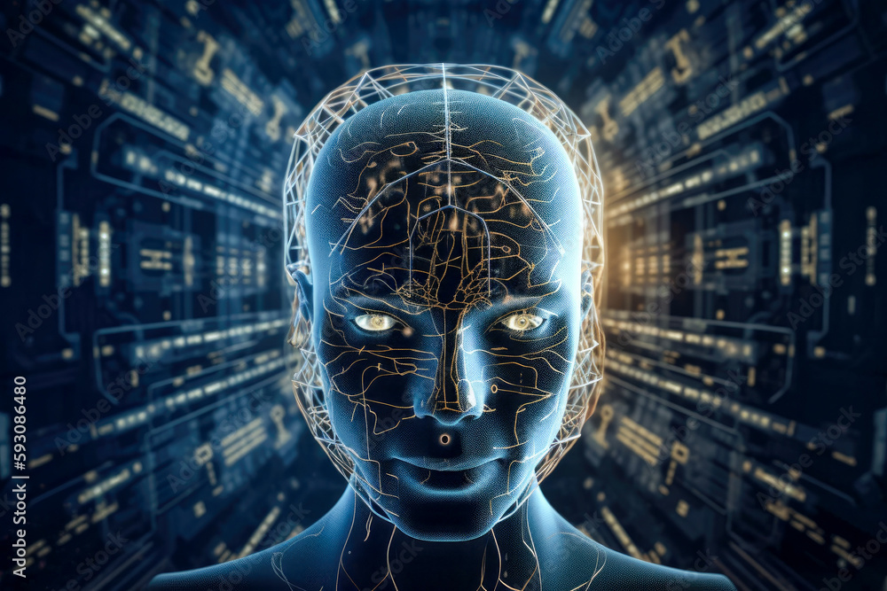 Highly advanced artificial intelligence for the future rise in technological singularity using deep learning algorithms, human android concept, high quality generative ai Highly advanced artificial intelligence for the future rise in technological singularity using deep learning algorithms, human android concept, high quality generative ai