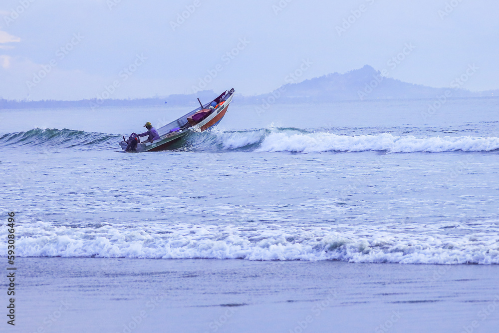 Naklejka premium A fisherman who is getting ready to go fishing