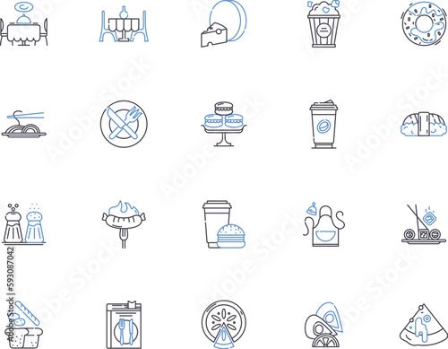 Gastronomy outline icons collection. Cuisine, Cookery, Food, Dishes, Tastes, Dining, Appetizers vector and illustration concept set. Seasonings, Confections, Flavors linear signs
