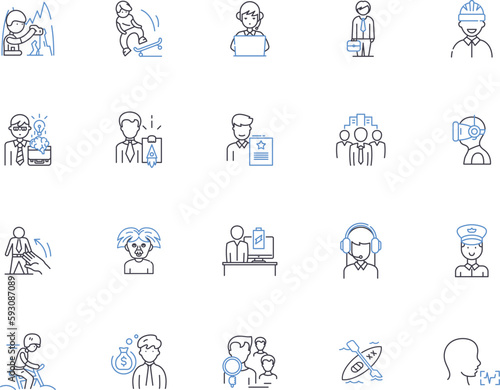 Boys outline icons collection. Boys, males, guys, teens, adolescents, youths, males vector and illustration concept set. males, men, guys linear signs