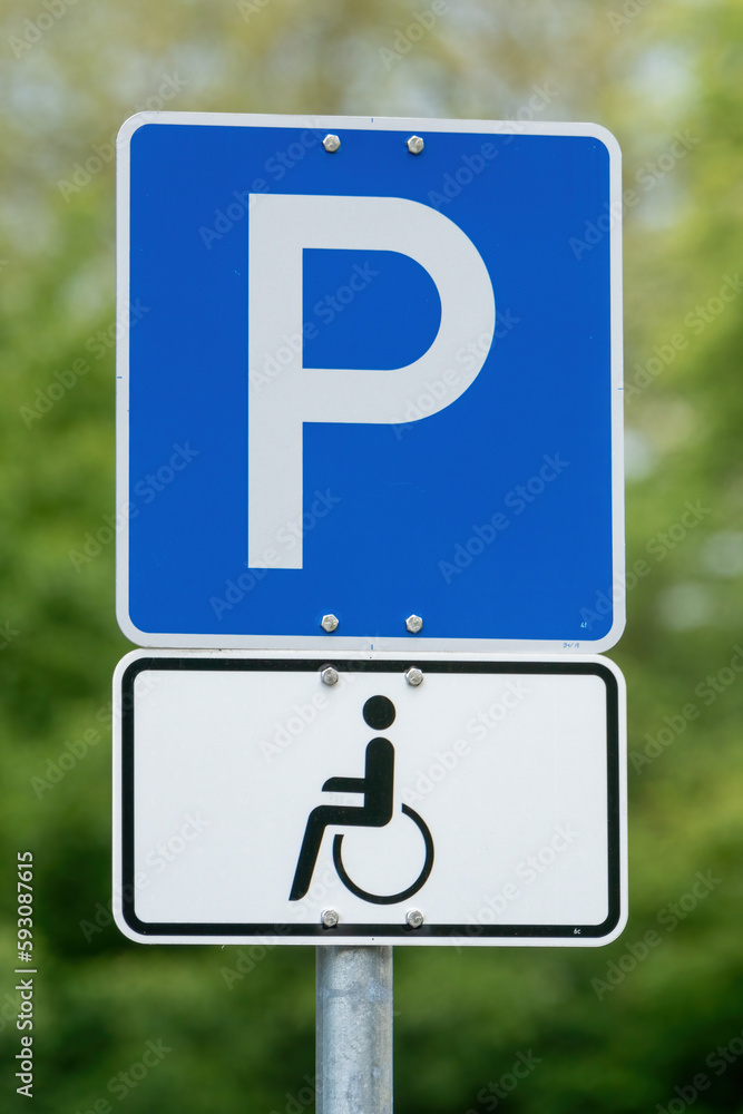 Verkehrschild Behindertenparkplatz Verkehrschild Behindertenparkplatz