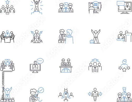 Businessman outline icons collection. Entrepreneur, Executive, Tycoon, Investor, Leader, Mogul, Administrator vector and illustration concept set. Jack-of-all-trades, Manager, Director linear signs