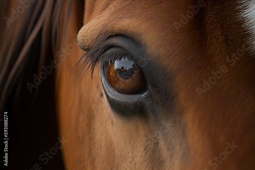 Close up of a brown horse s eye. Generative AI