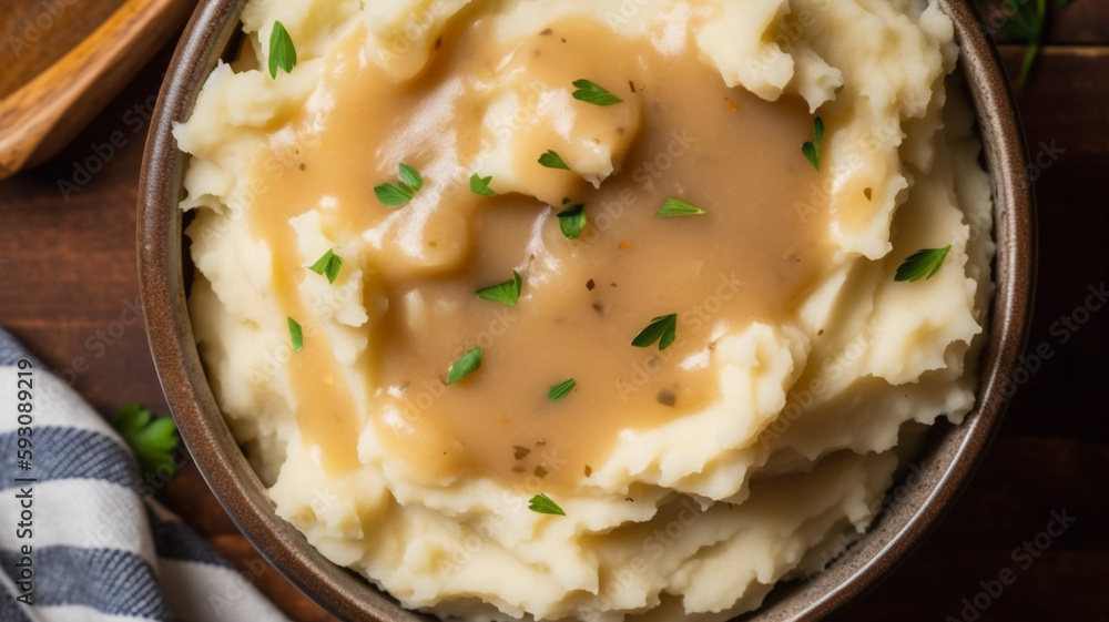 Generative AI Illustration of Mashed Potatoes Generative AI Illustration of Mashed Potatoes