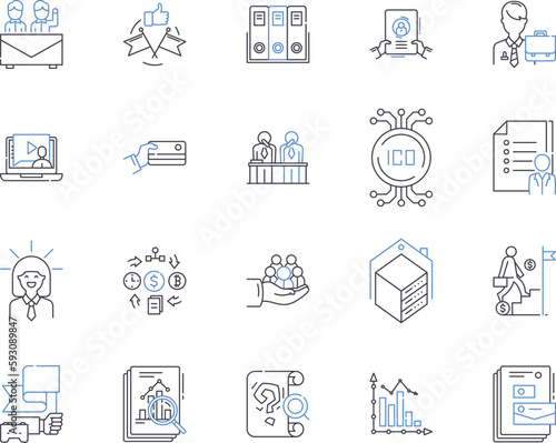 Financial profits outline icons collection. Profits, Financial, Earnings, Gains, Revenue, Profitably, Yield vector and illustration concept set. Revenues, Profitability, Investment linear signs