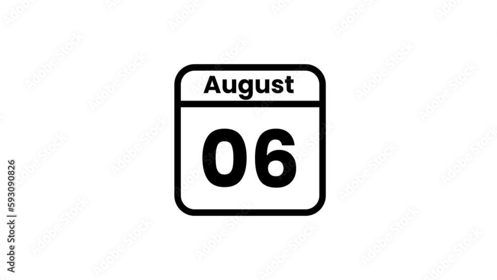 06 July calendar icon animation. Luma matte with transparent background 4K resolution 06 July calendar icon animation. Luma matte with transparent background 4K resolution