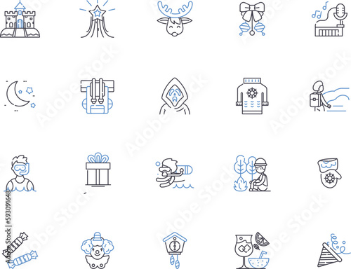 Hitech business outline icons collection. Technology, Innovation, Automation, Robotics, Computers, Software, Networking vector and illustration concept set. Big Data, AI, Cybersecurity linear signs
