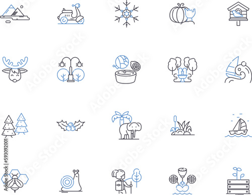 Climate outline icons collection. Climate, Heat, Cold, Temperatures, Global, Weather, Atmosphere vector and illustration concept set. Humidity, Wind, Change linear signs