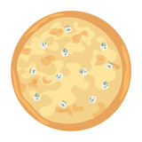 Delicious cheese pizza on white background, top view