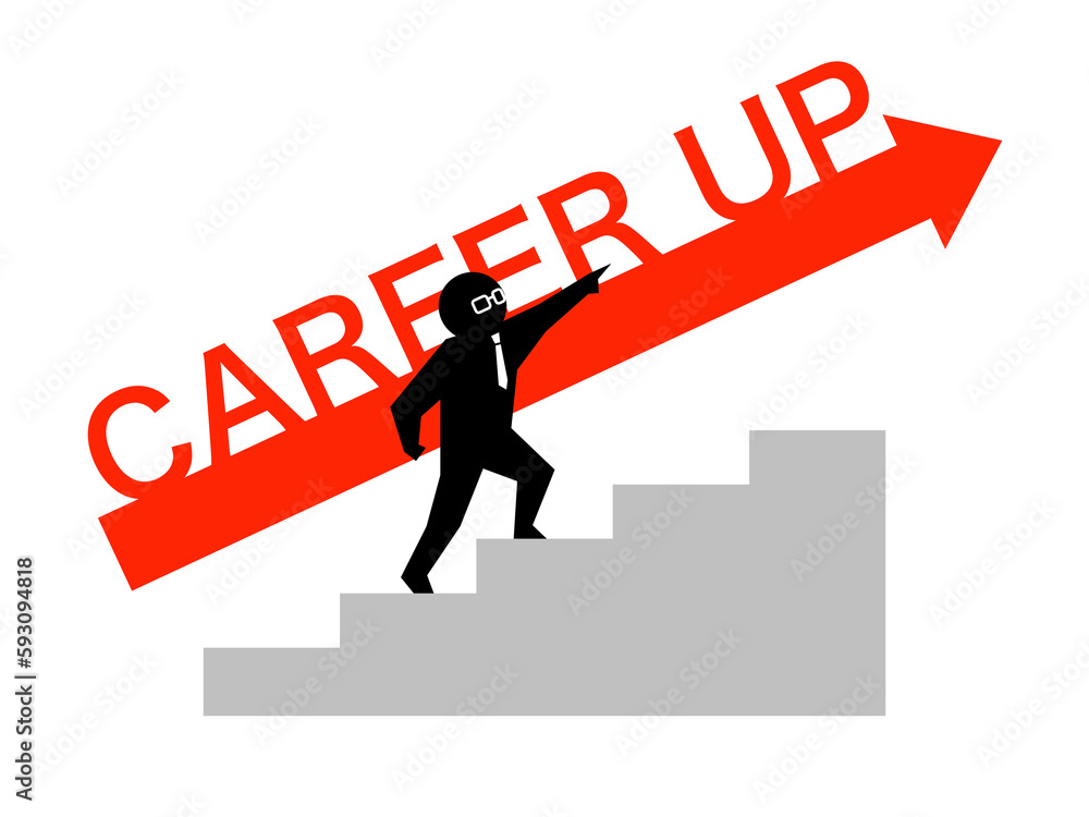 Fototapeta premium 『CAREERUP』カク人物＆階段B：赤