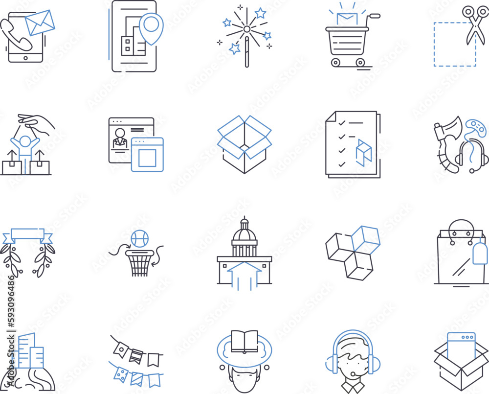 City and delivery outline icons collection. City, Delivery, Urban, Shipping, Logistics, Local, Courier vector and illustration concept set. Home, Destination, Delivery Service linear signs