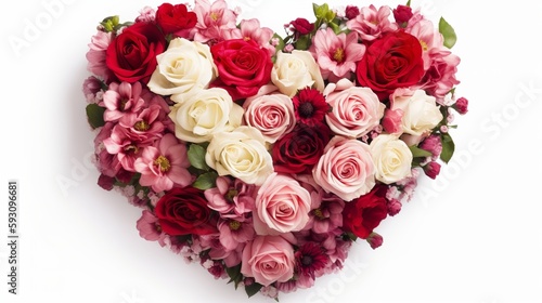 Heart-shaped Flower Bouquet on White Background