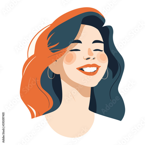 Red Hair Woman  Flat Icon Isolated On White Background
