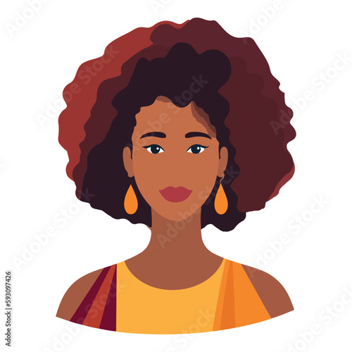 Afro-american Woman Character Flat Icon Isolated On White Background