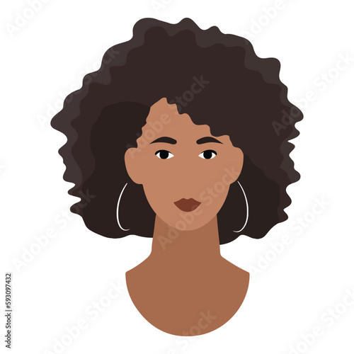 Afro-american Woman Character Flat Icon Isolated On White Background