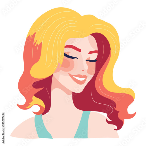 Red Hair Woman Flat Icon Isolated On White Background