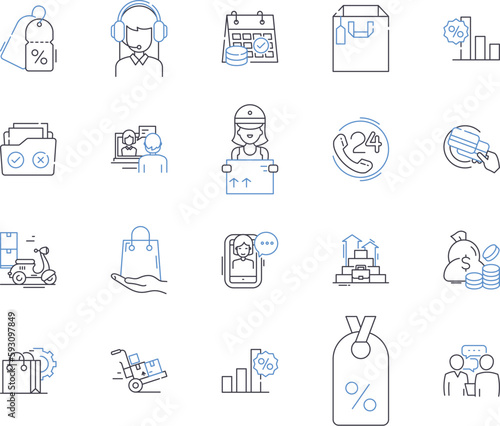 Market income outline icons collection. Income, Market, Earnings, Wages, Profits, Salaries, Remuneration vector and illustration concept set. Returns, Revenues, Dividends linear signs