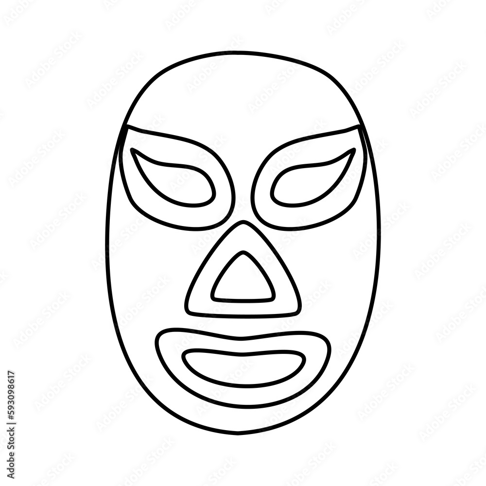 Mexican wrestling mask lucha libre or luchador mask, doodle style vector outline for coloring book Mexican wrestling mask lucha libre or luchador mask, doodle style vector outline for coloring book