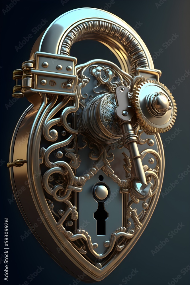 Obraz premium A close-up of a lock and key, representing security and protection of ideas.