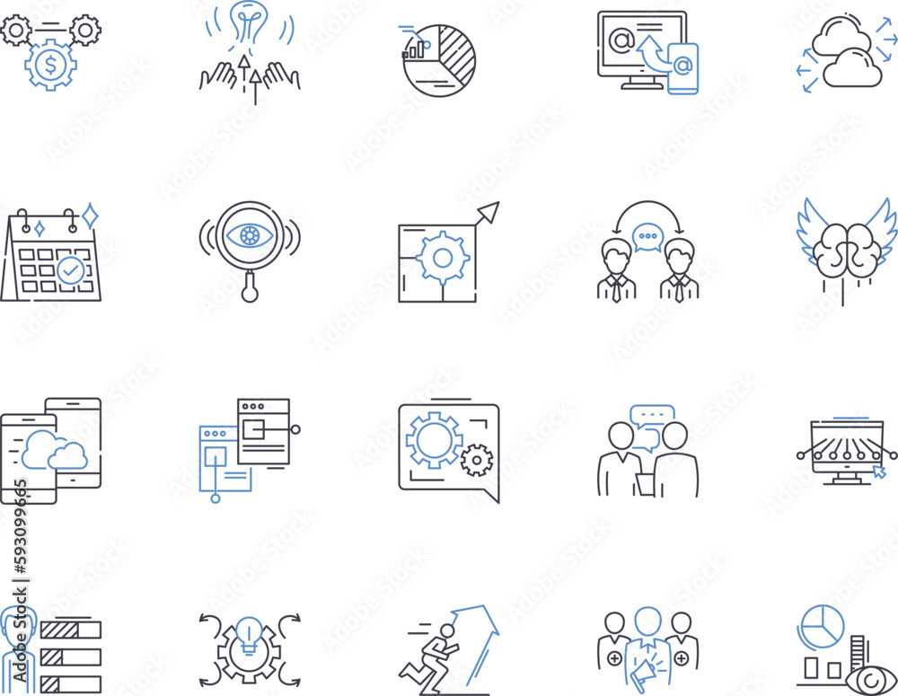 Organizational development outline icons collection. Organization ...