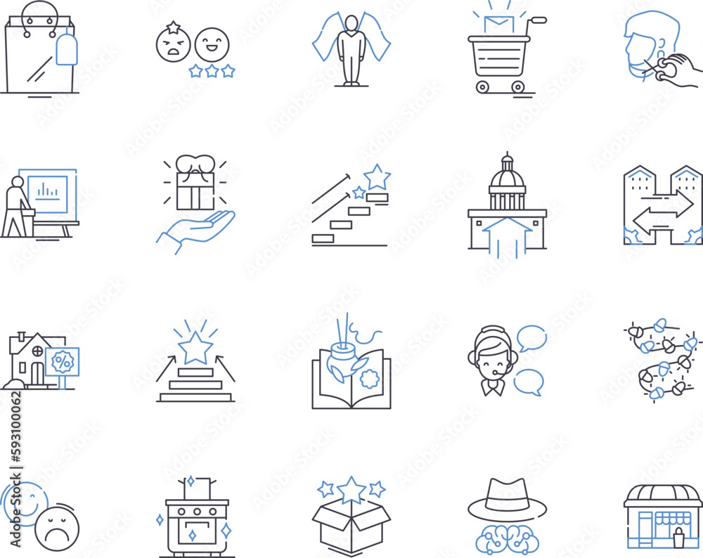 Fototapeta premium Urban lifestyle outline icons collection. Urban, lifestyle, city, metropolis, living, high-rise, skyscraper vector and illustration concept set. transportation, commuting, diversity linear signs