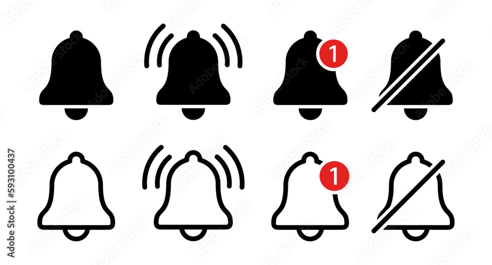Notification bell icon set Notification bell icon set