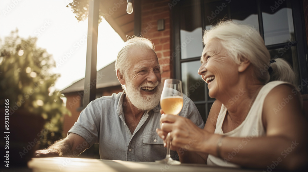 senior couple drinking wine senior couple drinking wine