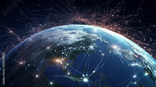 Global Network Connection Over Planet Earth