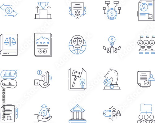Lawyer outline icons collection. Lawyer, Attorney, Barrister, Advocate, Solicitor, Barrack, Jurist vector and illustration concept set. Counselor, Litigator, Arbitrator linear signs