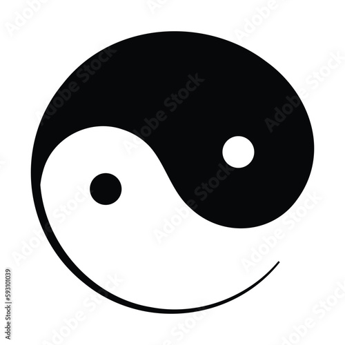 Yin Yang symbol vector icon design. Flat icon.