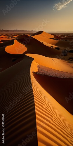 Portrait eastern desert sunset view. Generative AI photo