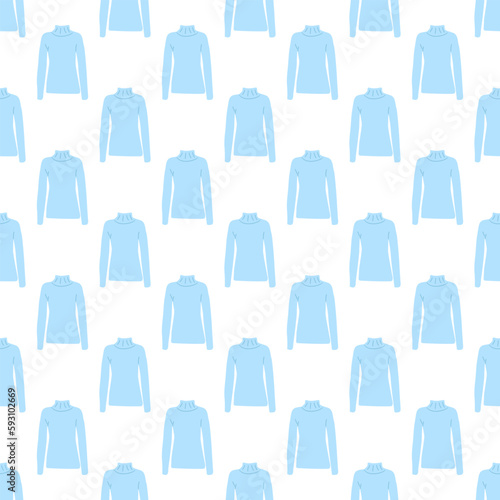 Color seamless pattern with spring fashion clothes on white background for wallpaper design. Template design. Vector flat illustration... © Vera