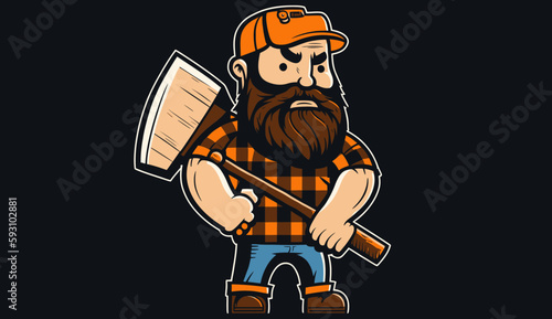 Strong and Capable: The Bearded Lumberjack at Work