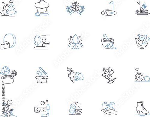 Healthy life outline icons collection. Healthy, Life, Diet, Exercise, Nutrition, Sleep, Hydration vector and illustration concept set. Stress,Balance,Fitness linear signs